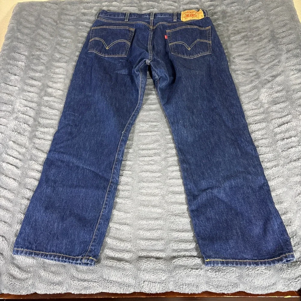 Levis 501 Mens Dark Wash Straight Leg Button Fly Denim Jeans 40x32 Fits 40x30